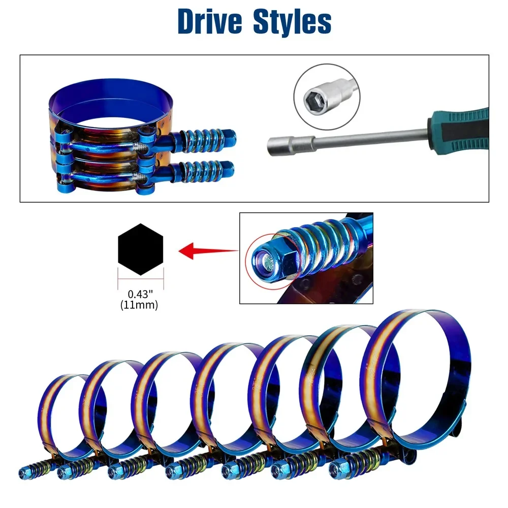 T-Bolt Hose Clamps Stainless Steel Turbo - Универсальный хомут-зажим из нержавеющей стали для
