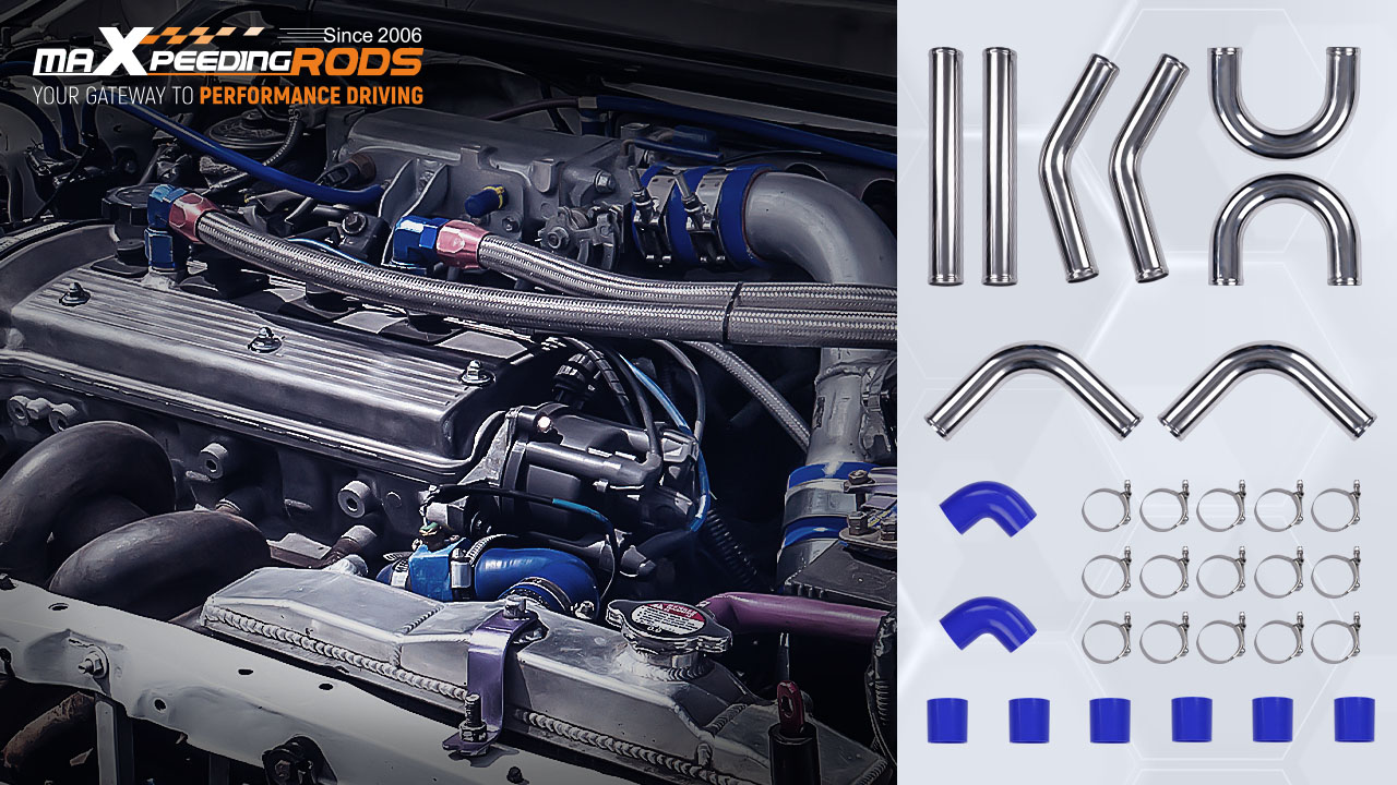 Intercooler Piping Kit Aluminum 2.5 Inch - Полированный комплект алюминиевых трубок для турбоинтеркулера