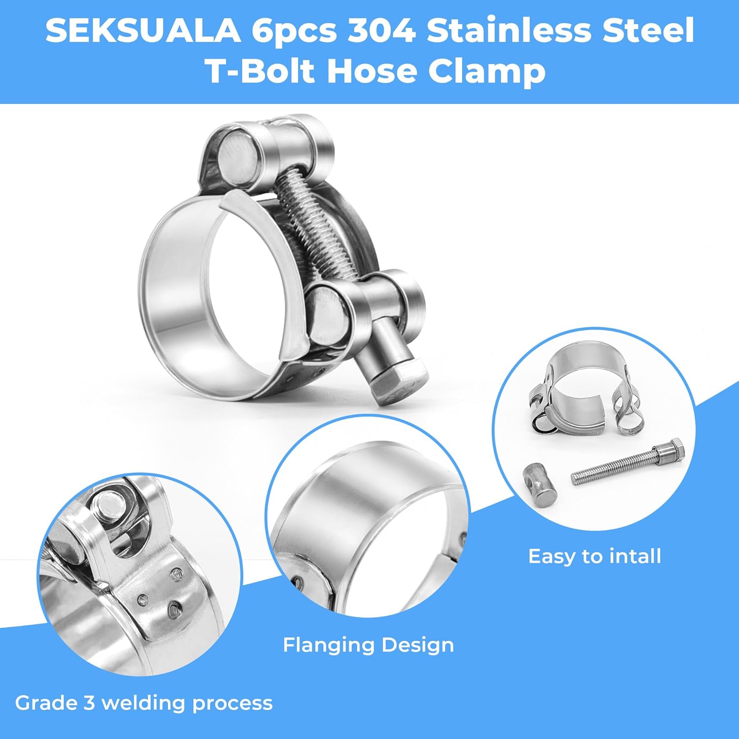 6 шт. хомут для шланга из нерж – обзор и цена T-Bolt Hose Clamps Stainless Steel Turbo