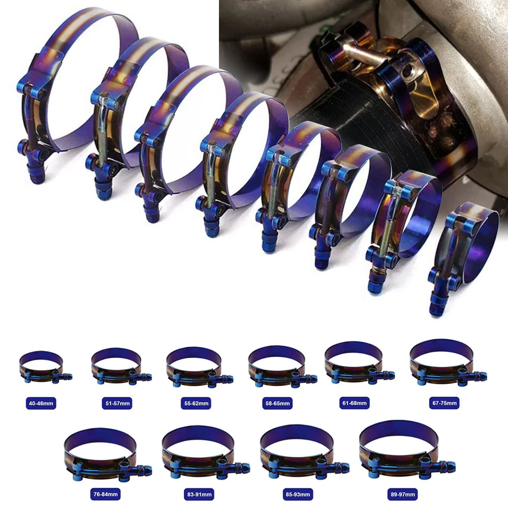 Универсальный титановый синий  – обзор и цена T-Bolt Hose Clamps Stainless Steel Turbo