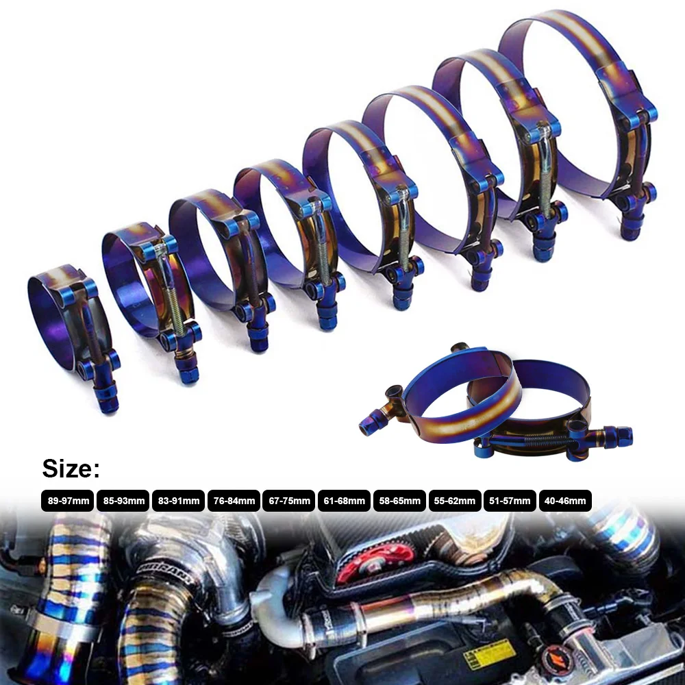 Универсальный титановый синий  – обзор и цена T-Bolt Hose Clamps Stainless Steel Turbo