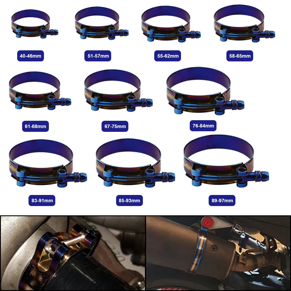 Универсальный титановый синий  – обзор и цена T-Bolt Hose Clamps Stainless Steel Turbo