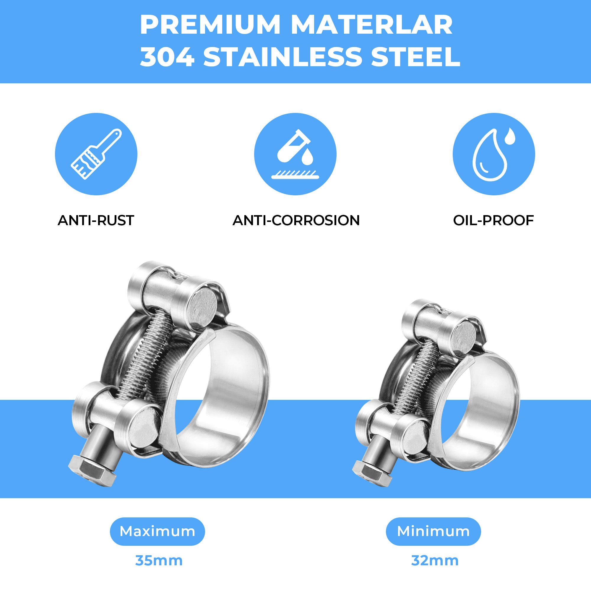6 шт. хомуты для шлангов из не – обзор и цена T-Bolt Hose Clamps Stainless Steel Turbo